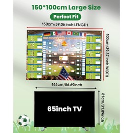 GAMSOD Huge 39x59 Inch 2026 International Soccer Tournament Schedule Poster - Extra Large Wall Chart Bracket Kit with Reusable National Flag Stickers & Mounting Hooks