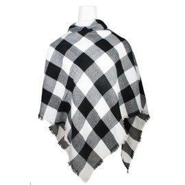 VIVIAN & VINCENT Triangle Fall Winter Soft Plaid Scarfs for Women Scarf Warm Shawls and Wraps Christmas Buffalo Chek Black White