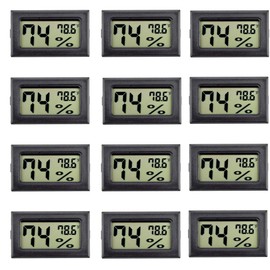 TASOGEN 12 Pack Mini Digital Thermometer Hygrometer Indoor Temperature and Humidity Gauge Meter Monitor Fahrenheit (℉) for Humidor,Greenhouse,Reptile Tank,Home,Jars
