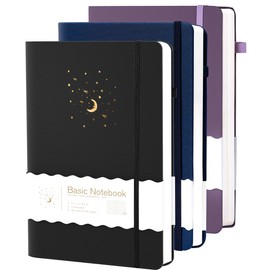 CAGIE 3 Pack Lined Journals Notebook for Work, Hardcover Journal Notebook for Women Men Journals for Writing Note Taking Diary, Black& Blue& Purple, 5.7" x 8.3"