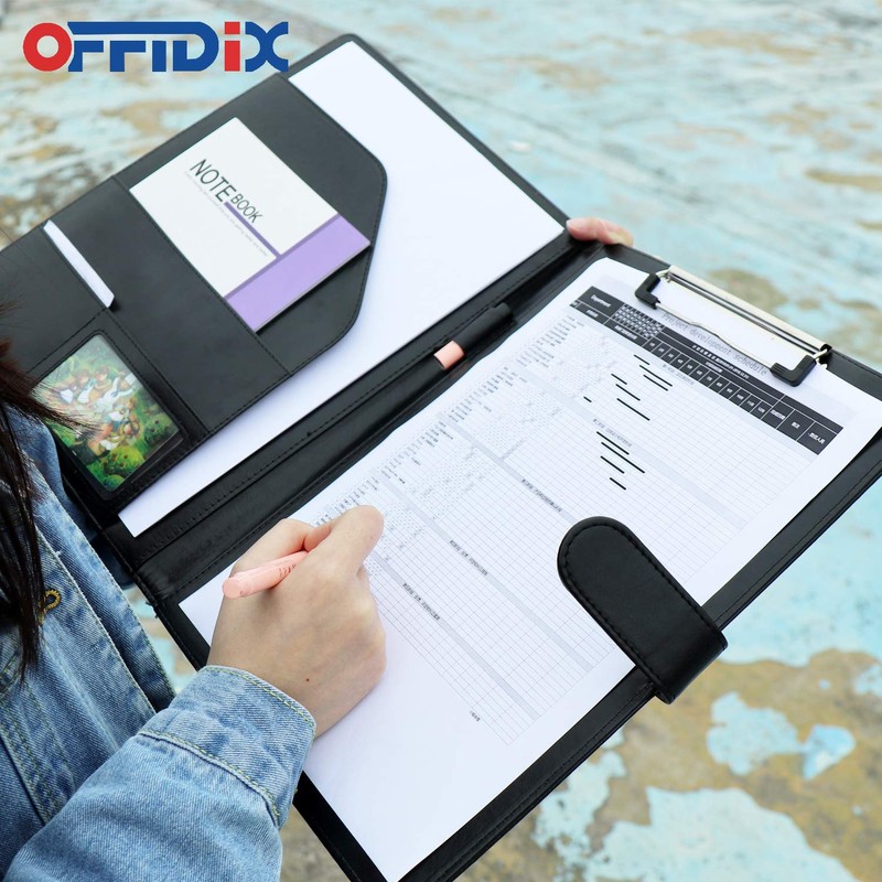 OFFIDIX PU Leather Portfolio Folder Clipboard A4 Folder Portfolio Work