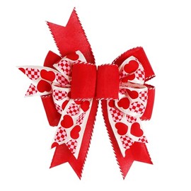 SIMISI RIBBON Burlap Wired Valentine Bow Red Bows with Heart Print for Wreath, Wedding Decorations (9.5 x 13 inch)