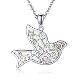 YAFEINI Dove Necklace 925 Sterling Silver Dove Pendant Necklace Peace Dove Holy Spirit Jewellery For Women Gifts