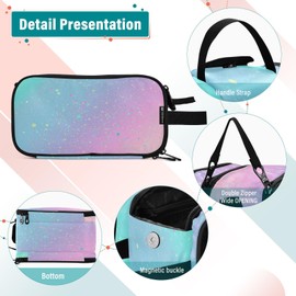 senya Unicorn Background with Rainbow Toiletry Bag Cosmetic Makeup Bag Organizer, Large Travel Bag for Women Men Toiletries Accessories Brushes Tools