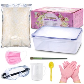 Wisesorb 5lbs Silica Gel Flower Drying, Reusable Flower Preservation Kits, Silica Sand Flower Drying Kits with Airtight Container, Gloves, Brush, Safety Goggles for DIY Wedding Bouquet Preservation
