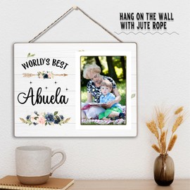 KLYTINK Abuela Gift, World's Best Abuelita Photo Frame, Grandmother Wooden Picture Frames, Grandma Mother's Day Gifts For Abuela Birthday Christmas (White-Abuela, 4 x 6 Photo)