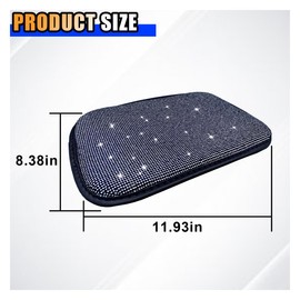 11.9''×8.4'' Bling Car Center Console Cover, Crystal Diamond Elbow Pillow Car Armrest Seat Box Cover, Soft Arm Rest Protective Cushion Pad for Women Girls, Auto Interior Decor for Car SUV (White)