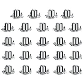 Drive-in nuts, M5 drive-in nuts with 4 drive-in tips, 304 stainless steel four-prong nuts, 24 pieces, thicken drive-in nut, metric threaded nut, wooden nuts, optionally M5, M6, M8, M10