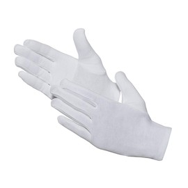 Cotton Gloves, 12 Pairs, Oekotex, Heavy, Reinforced, White, white, 579