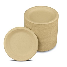 Tellus Products, Eco-Friendly (125-Count) 6-Inch Disposable Plates - Compostable, Durable Tableware - Grown & Made in the USA - No PFAS Added (Natural Color)