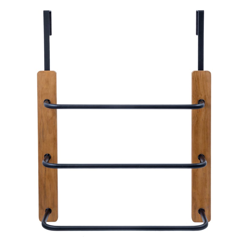 MyGift Over The Door Towel Rack for Bathroom, Rustic Solid