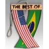 Rear view mirror car flags Brazil and USA Brazilian unity