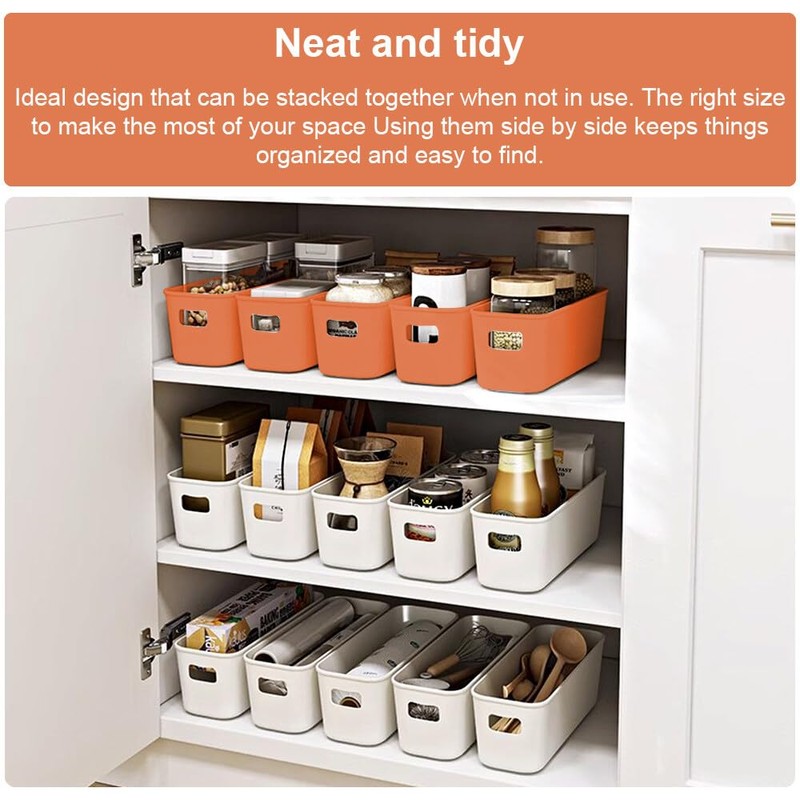 GmeDhc 4PCS Thick Plastic Storage Basket, Rectangular Storage Boxes, Storage