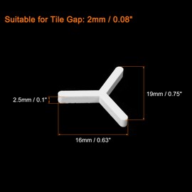 sourcing map 100Pcs Wall Floor Tile Plastic Y Type Spacers Tiling Tools 2mm 1/12 Inch Hexagon Tile Spacers for Ceramic Tiles Installation, White