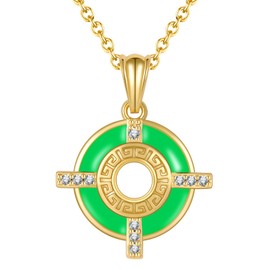 RONYOSTING Green Necklace Womens Necklace Pendants | Cubic Zirconia Gold Circle Necklaces Women Cross Jewelry | Gothic Cross Pendants for Necklaces Hekate Necklace Women