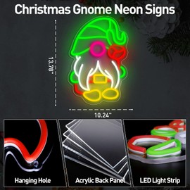 Christmas Gnome Decoration - Christmas Gnome Neon Sign, LED Merry Christmas Neon Light Signs Wall Decor, USB Powerd Gnomes Neon Signs For Bedroom Decor, Party, Store, Festival Gifts