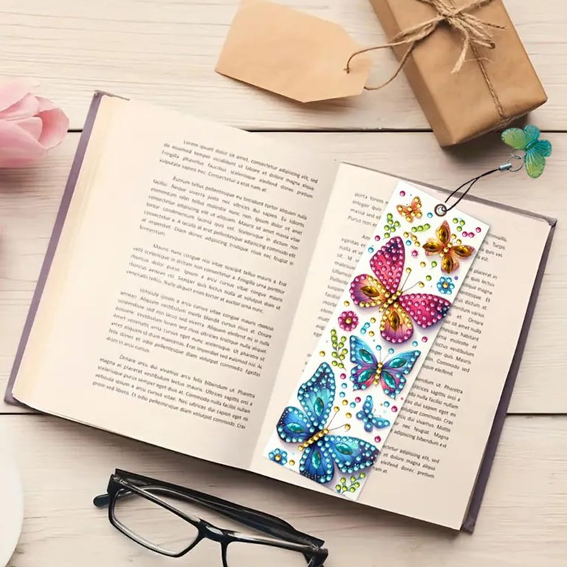 3 Pcs 5D Diamond Painting Bookmarks for Book Lovers, Handmade
