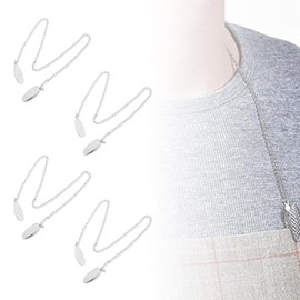 Pack of 4 Napkin Chains, Napkin Chain with Clip Seniors for Napkin Holder, Stainless Steel with Clips, Silver Bib Chain, 19 Inch Metal Napkin Clip, Silver, for Adults, Seniors and Children