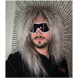 Cariniss Mullet Wigs for Men 80s Rocker for Party Mens Wig 80s Outfit for Men Funny Wigs (Brown Gradient White)