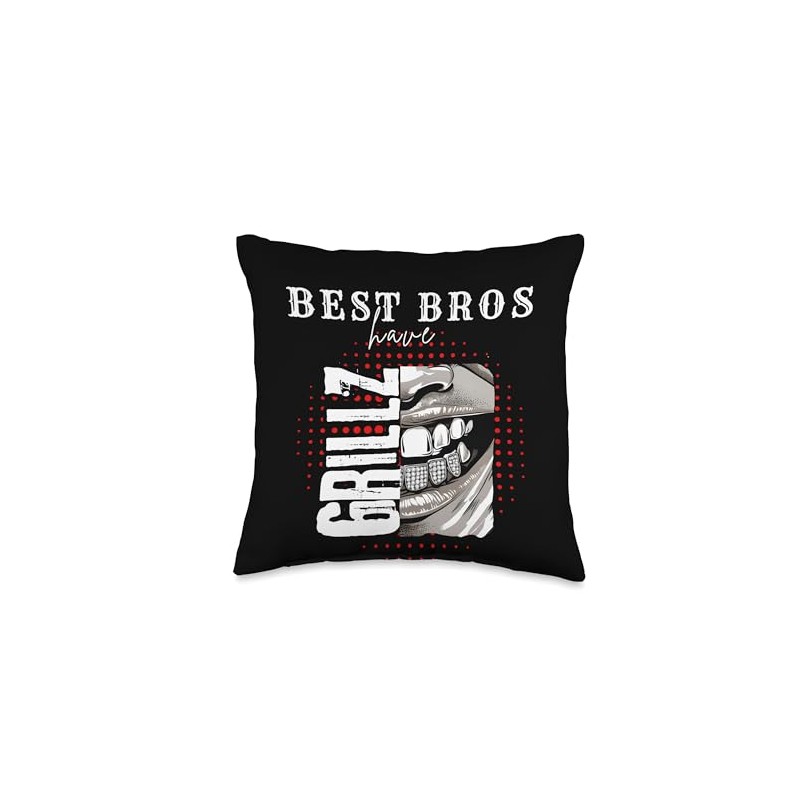 For man with grillz teeth with Grills teeth Throw Pillow
