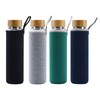 sunkey Glass Water Bottle 32 oz Wide Mouth with Sleeve