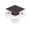 Square Shower Drain 4-1/4" with Black Matte Strainer and Hair Catcher (White)