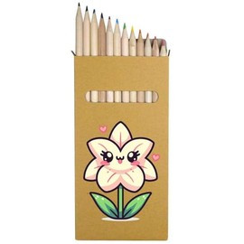 Azeeda 12 x 'Cute Lily Flower' Long 178mm Coloured Pencils/Pencil Set (PE00081117)