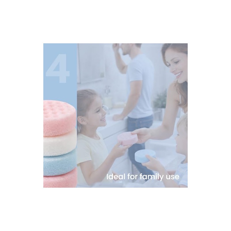 4 Pack Exfoliating Bath Sponges – Double-Sided Body Shower Scrubber