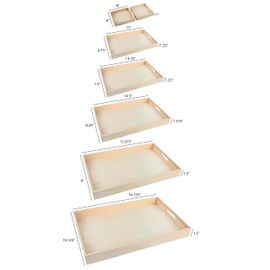 Wooden Serving Trays with Handles - 7 Piece Nested Breakfast Set - Perfect for Organizing, Bathroom, Party Buffet & Serving