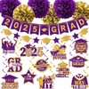 Graduation Decorations 2025 Purple, 2025 Grad Banner and Congrats Grad