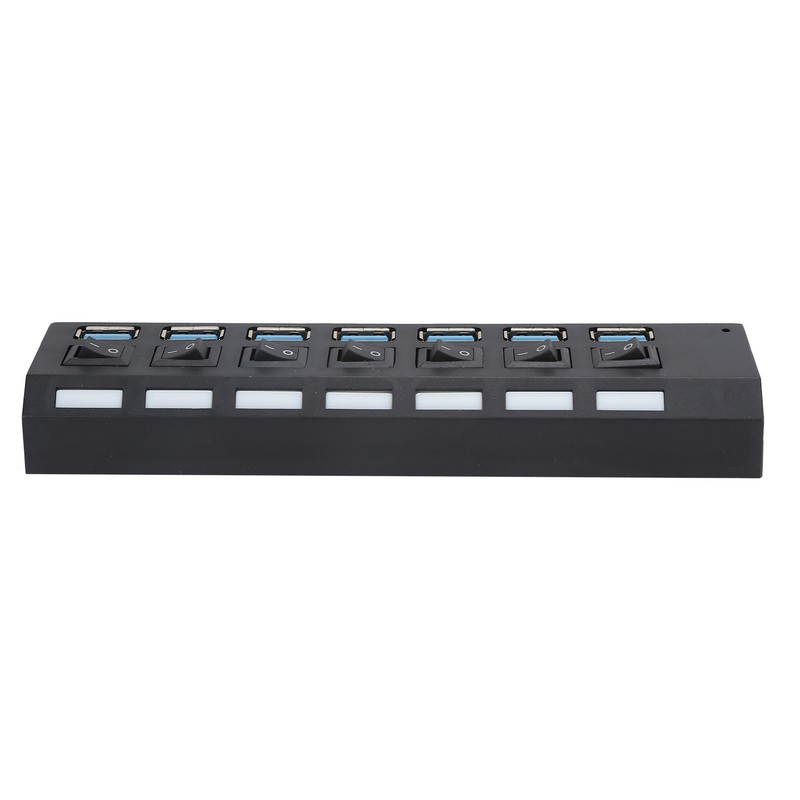 USB Hub 3.0 7‑Port High Speed Splitter Individual Switches Power
