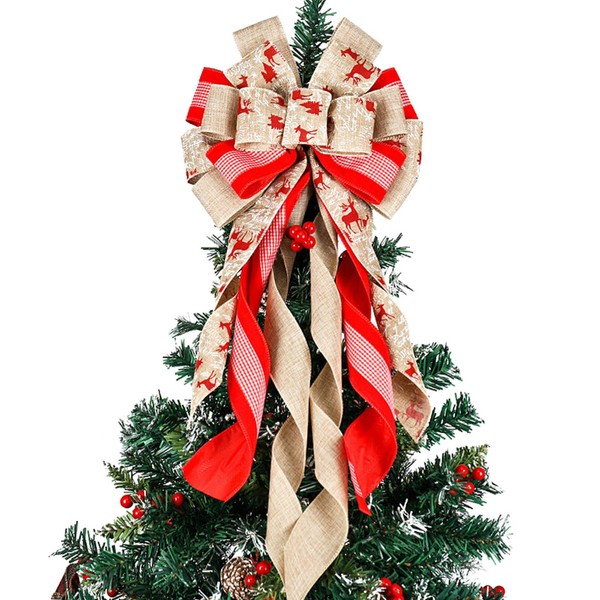 YankMooM Christmas Tree Topper Bow,Large Christmas Tree Bow Wreath Bow