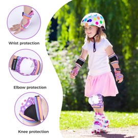 BOSONER Kids Roller and Skate Pads: Knee Pads and Elbow Pads for Kids 3-15 - Protection Gear for Girls/Boys, Purple Star