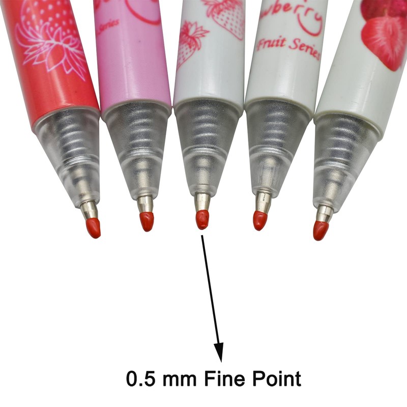 Maydahui 12 PCS Strawberry Gel Pens Cute Fruit Pen Retractable