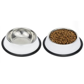 Podinor Stainless Steel Dog Bowls, Food and Water Non Slip Anti Skid Stackable Pet Puppy Dishes for Small, Medium and Large Dogs (2 Pack)
