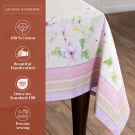 Maison d' Hermine Table Cloth Square Table 100% Cotton 54 x 54 Inches Tablecloth Reusable Decorative for Dining Room, Farmhouse, Home, Party, Festive & Wedding Spring Summer - Magnolia Mornings