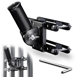 EFEALL Flag Holder, 180° Adjustable Flag Holder, Drill-Free Flag Holder, Aluminium Flag Holder, Sturdy Rustproof Flagpole Holder Suitable for Railings (Black)