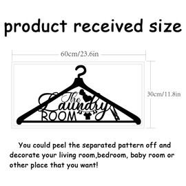 SUPERDANT The Laundry Room Wall Sticker Hanger Shape Laundry Room Wall Decal Large Size Black Home Art Mural Vinyl Sticker Laundry Room Decor Wall Art Mural Room Wall Decor