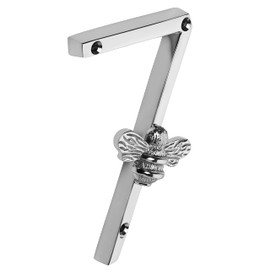 Silver Brass bee House Number with Bee design | 5 inch Modern Door Sign Numbers Signs Plaques | Street Home Address Numerals (7)