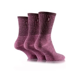 Jeep Ladies 3 Pair Vintage Socks In 3 Colours - 4-7 Ladies - Pink