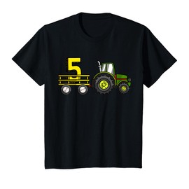 Kids Farm 5 Year Old T-Shirt Barnyard Boys 5th Birthday Tractor T-Shirt