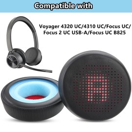 TaiZiChangQin Upgrade Earpads Replacement Compatible with Plantronics Voyager Focus UC B825/Voyager 4320 UC/4310 UC/Voyager Focus UC/Voyager Focus 2 UC USB-A Headset Ear Pads Cushions Protein Leather