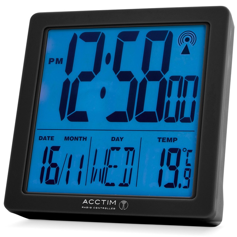 Acctim Varsity Digital Alarm Clock Radio Controlled Crescendo Alarm Date