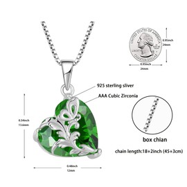 Oskani Butterfly Flower Birthstone Necklace for Women, 925 Sterling Silver 5A Cubic Zirconia Heart Pendant Jewelry, Anniversary Birthday for Wife Mom Her, Cubic Zirconia, Cubic Zirconia