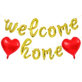 Stcomart Welcome Home Balloon Banner for Homecoming Party Decorations, Gold
