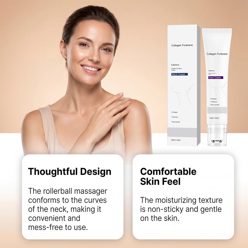 Collagen Fullerene Anti Aging Neck Cream with Peptides, Firming Lotion