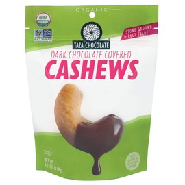 Organic Chocolate Covered Cashews, 55% Dark Chocolate, 4.2 Ounce (12 Count), Vegan