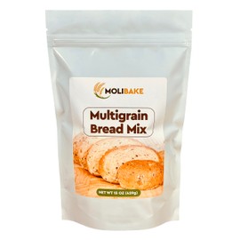Molibake Multigrain Bread Mix – Premium All-Natural Baking Mix for Bread Machine and Oven – 15 oz – Gourmet Blend with Sunflower Seeds, Brown Flax, Pumpkin Seeds, Oat Flakes, Rye, Barley Malt, Wheat Bran – Easy-to-Use Bread Maker Mix for Homemade Baking