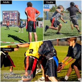 DkOvn Flag Football Set, 8/10/14/28pcs Flag Football Belts with Flags, Easy Tear Away Belt for Youths, Adults Players of Flag Football(10pcs Flag)