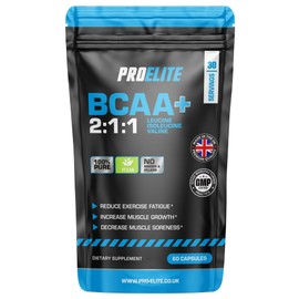 BCAA Capsule 3000mg Per Serving - 60 Vegan Capsules - 2:1:1 Branched Chain Amino Acids Capsules with Vitamin B12 & B6 - BCAA Powder Tablets Alternative - Pre Post Workout for Energy by PROELITE